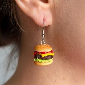 Cheeseburger - Handmade Earrings - Hypoallergenic Copper